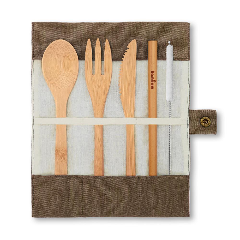 Bamboo cutlery set | Olive