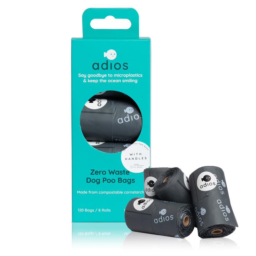 Compostable Poo Bag Grey 60 Pack with Handles