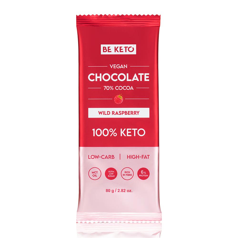 Vegan Keto Chocolate + MCT Wild Raspberry 80g