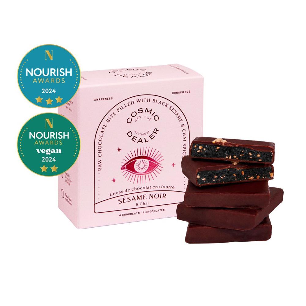 Mini Chocolate Box Tahini Chai - Box of 4 Black Sesame and Chai Chocolates Bites 80g