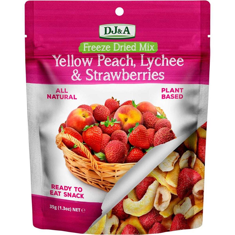 Freeze Dried Yellow Peach Lychee & Strawberries 35g