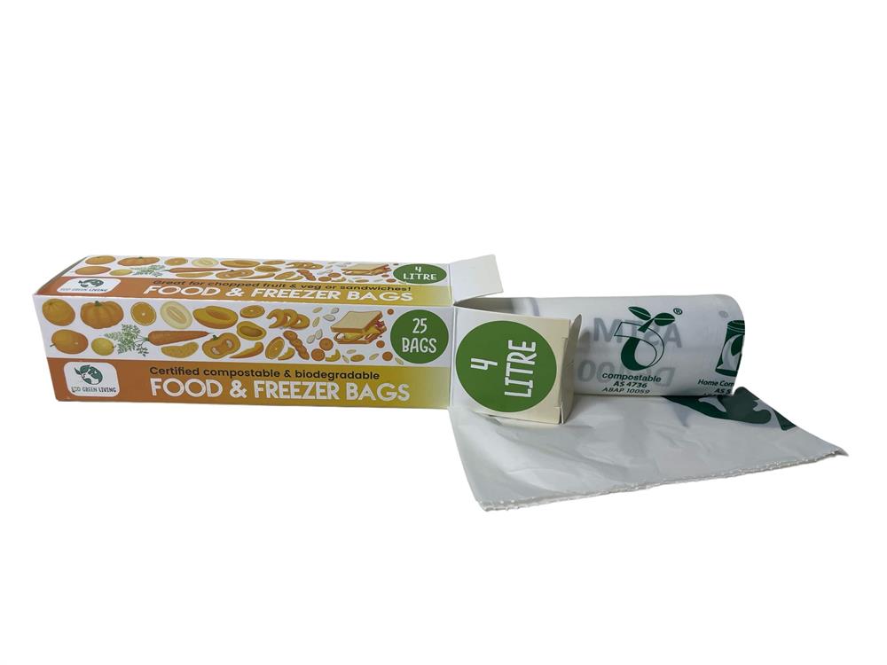 4 Litre Certified Compostable Food & Freezer Bags -25 bags