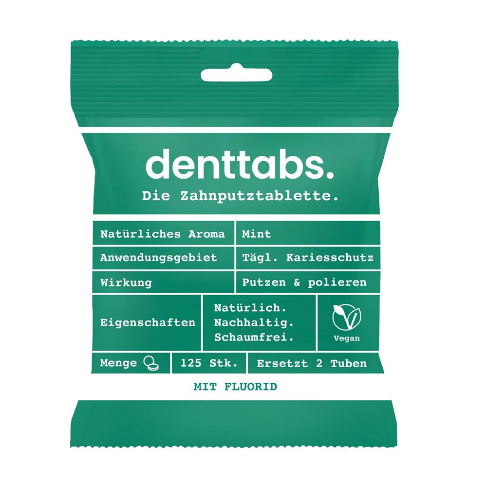 Denttabs Toothtablets Mint - 125 Pieces with fluoride