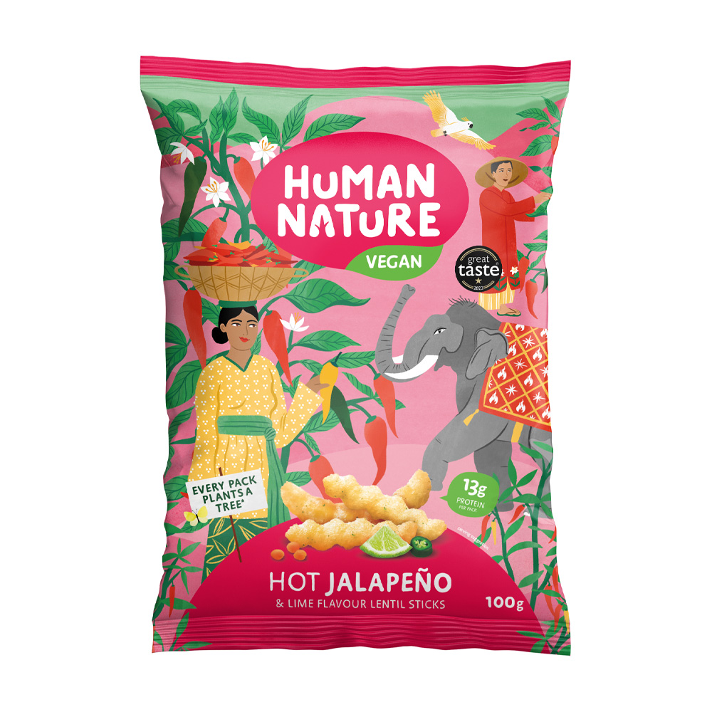 Hot jalapeno and Lime Flavour Lentil Snacks 100g