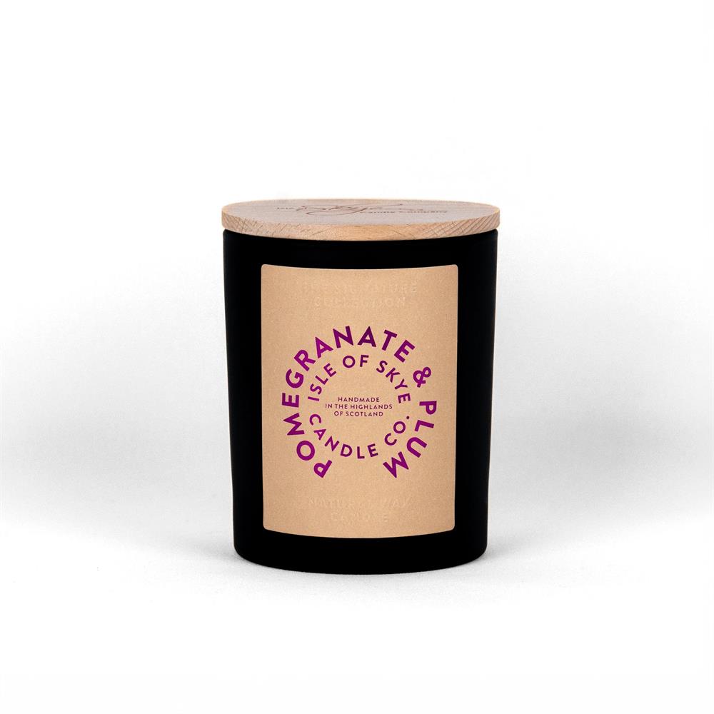 Pomegranate & Plum Black Natural Wax Candle 9.5cm x 8cm x 8cm