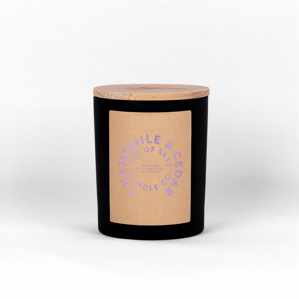 Chamomile & Cedar Large Black Candle 9.5cm x 8cm x 8cm