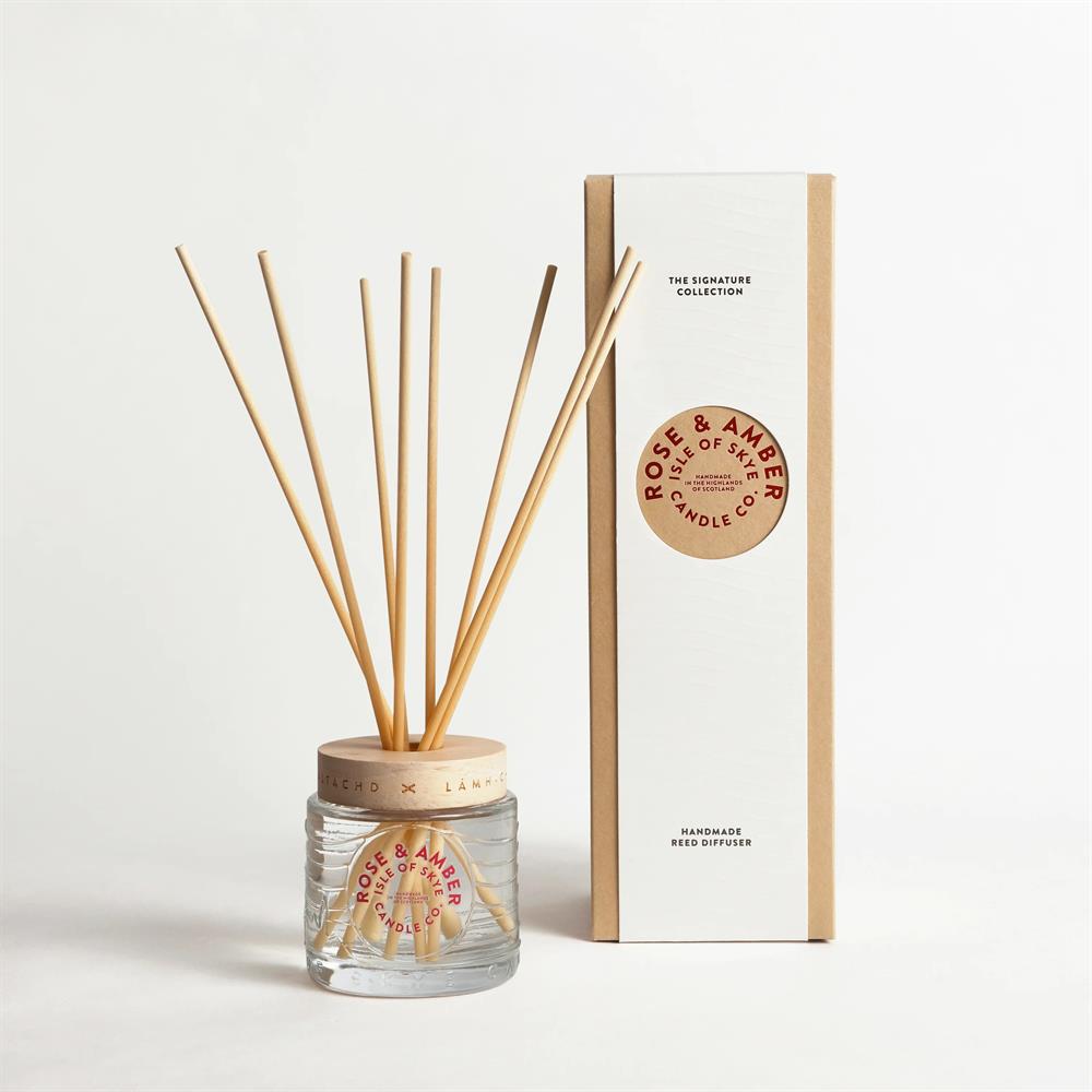 Rose and Amber Reed diffuser 27cm x 8.5cm x 8.5cm