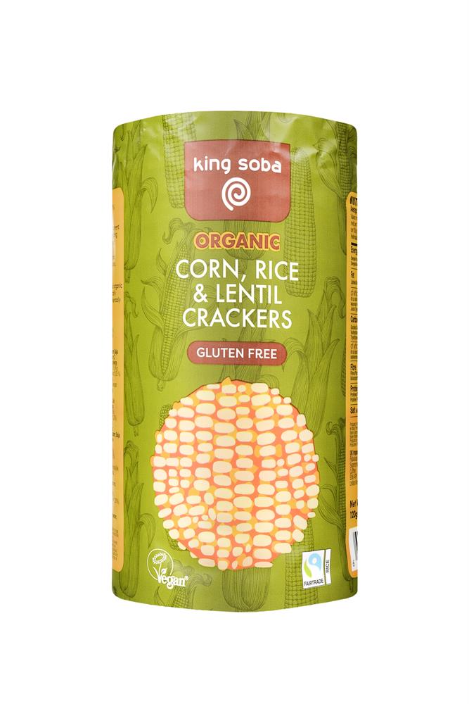 Organic & Fairtrade Corn Rice & Lentil Crackers 120g