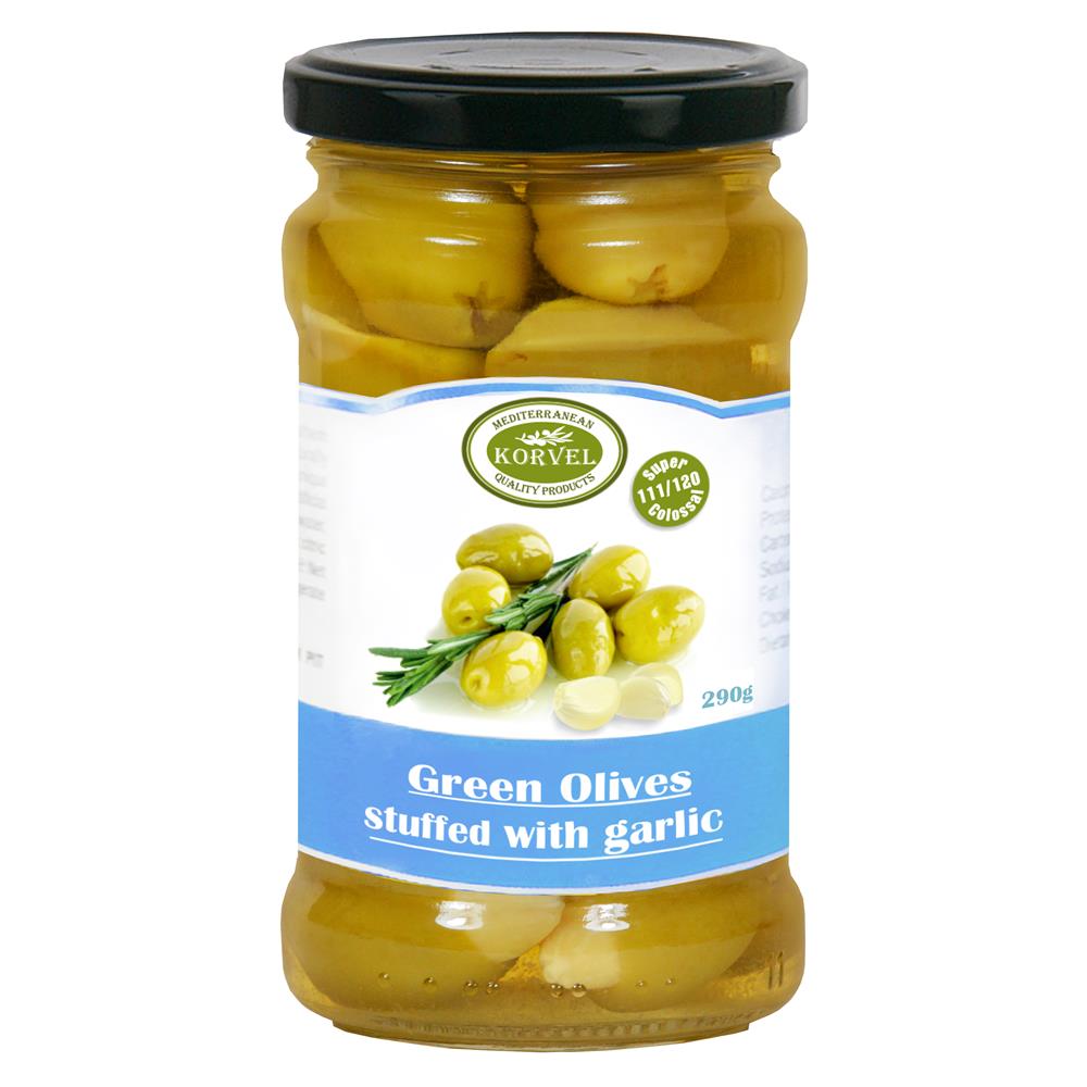 Greek Green Olives with Garlic Super Colossal 290g
