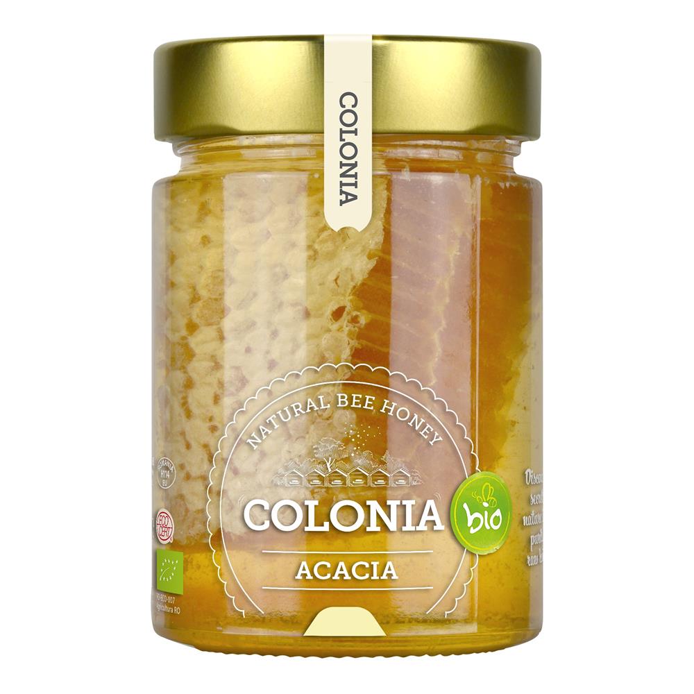 Organic Acacia Raw Honey with Honeycomb 420g