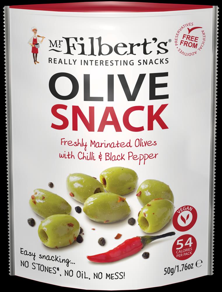 Green Chilli and Black Pepper Olives 50g