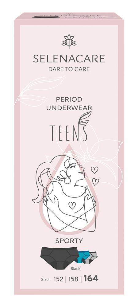 Menstrual Undies (TEENS) Sporty Black Size - 164