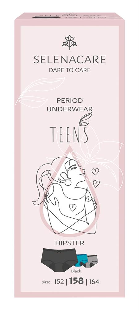 Menstrual Undies (TEENS) Hipster Black Size -158