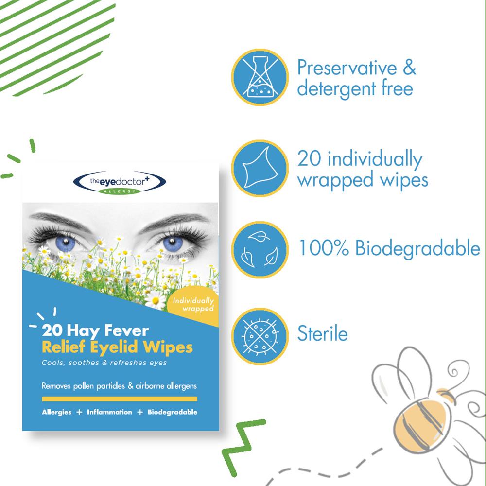 Hay Fever Relief Eyelid Wipes x 20