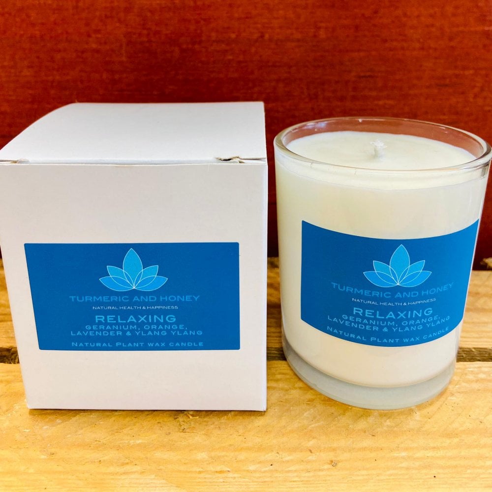  RELAXING: GERANIUM, ORANGE, LAVENDER & YLANG YLANG. VEGAN NATURAL PLANT WAX CANDLE