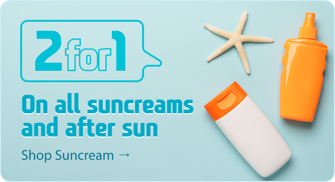 2 for 1 on all suncreams and after sun