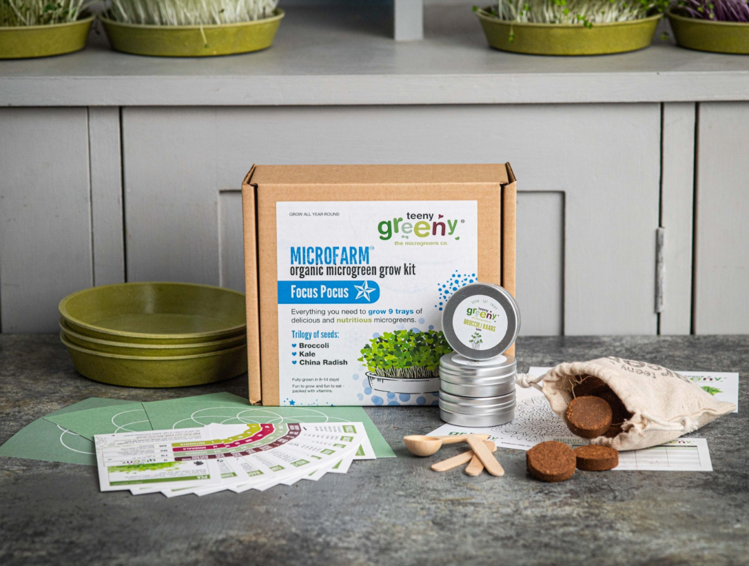 Microfarm Organic Microgreen Grow Kit 'Focus Pocus' (Broccoli, Kale, China Radish)