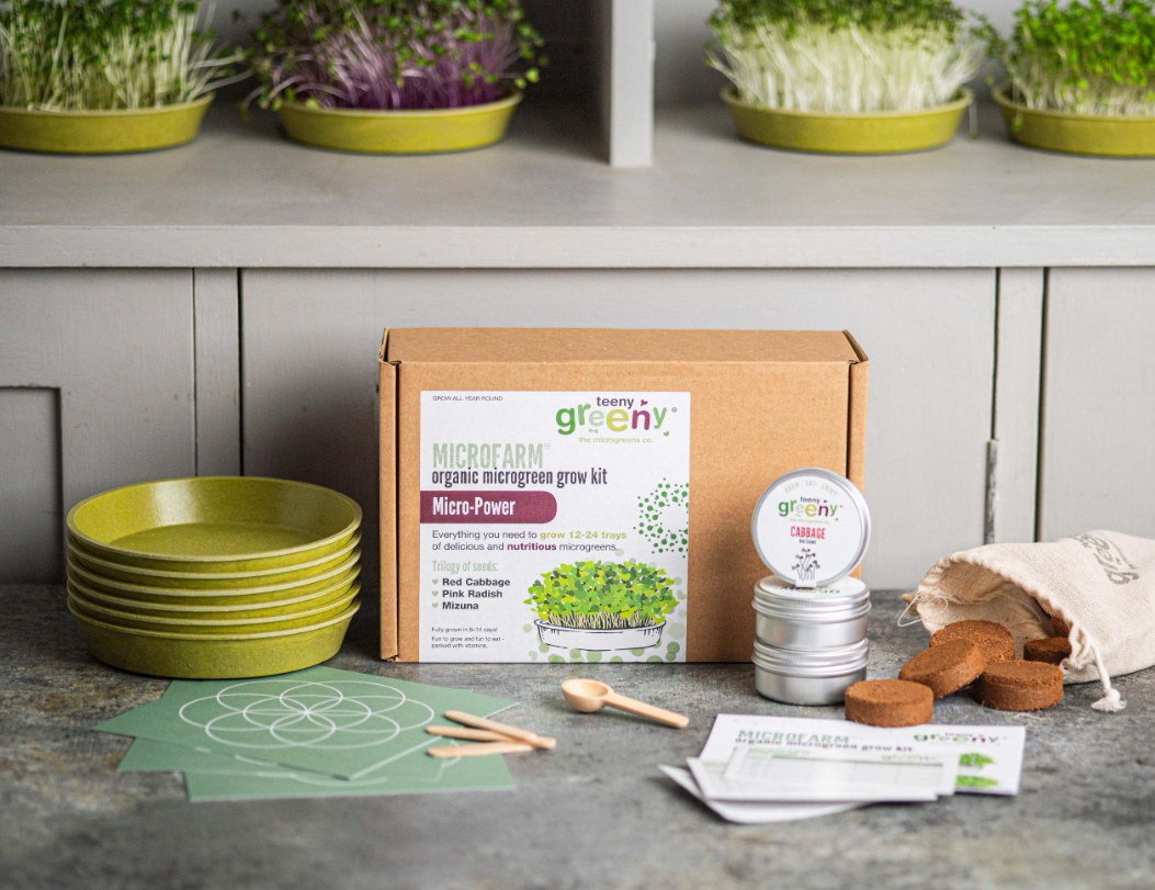 Microfarm Organic Microgreen Grow Kit 'Micro-Power' (Red Cabbage, Pink Radish, Mizuna)