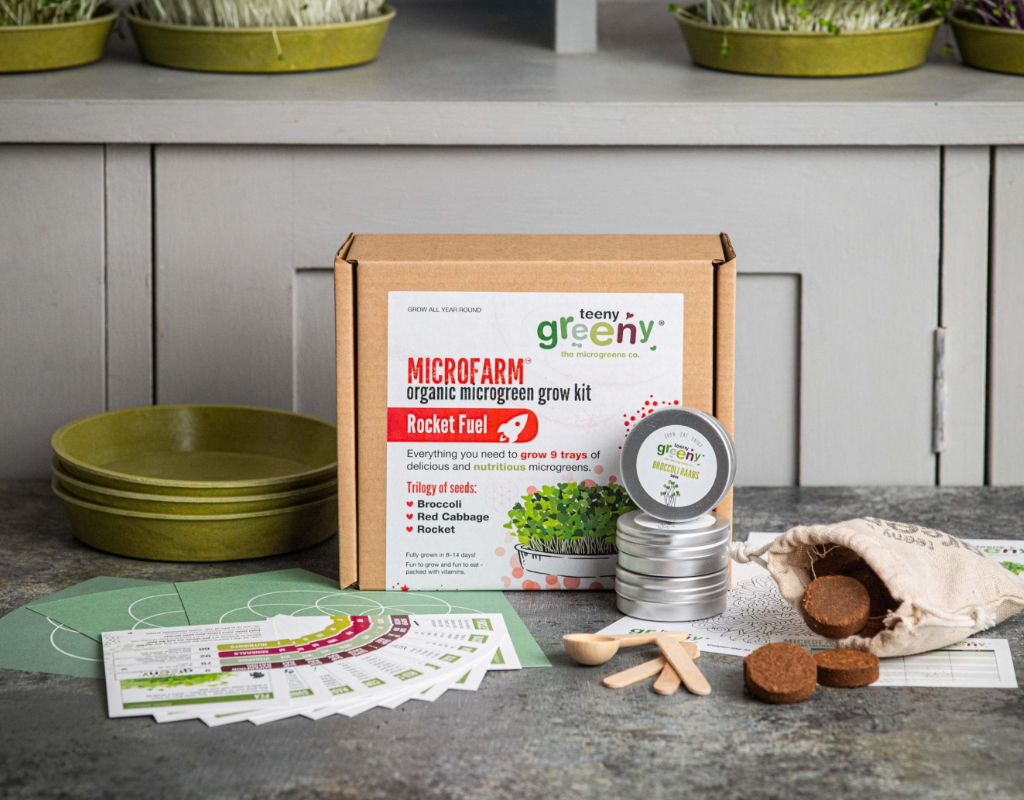 Microfarm Organic Microgreen Grow Kit 'Rocket Fuel' (Broccoli, Red Cabbage, Rocket)