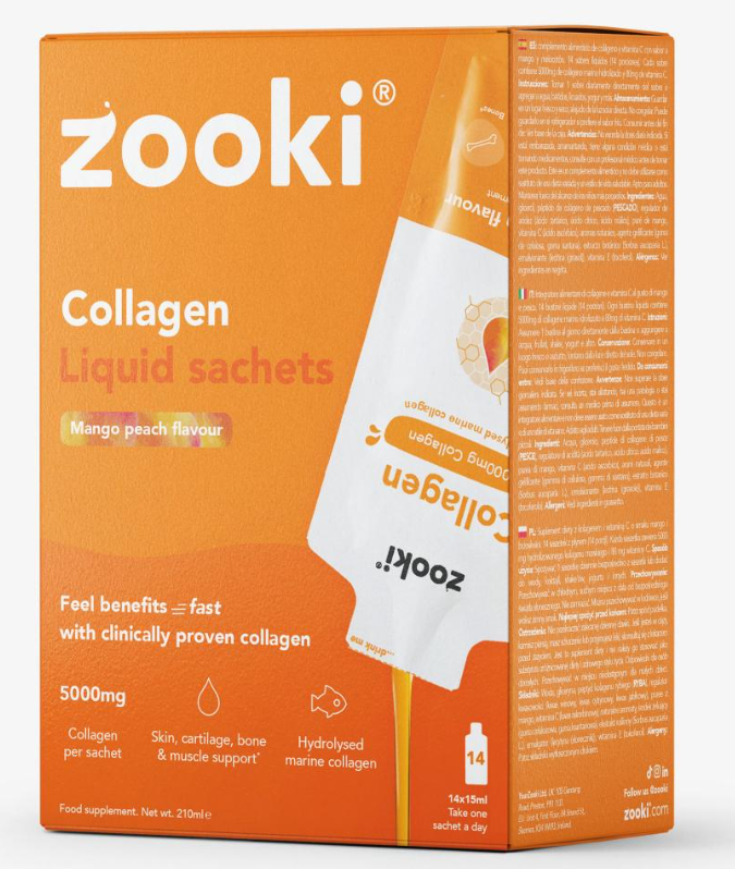 Collagen Liquid Sachets Mango Peach Flavour 5,000mg 14x15ml Sachets CASE