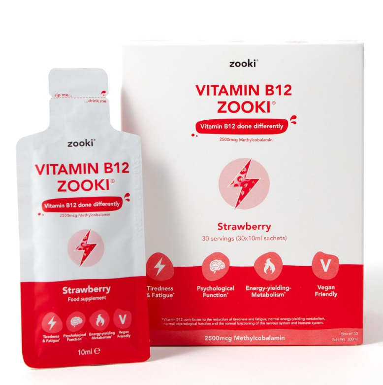 Vitamin B12 Zooki Strawberry 30x10ml Sachets CASE