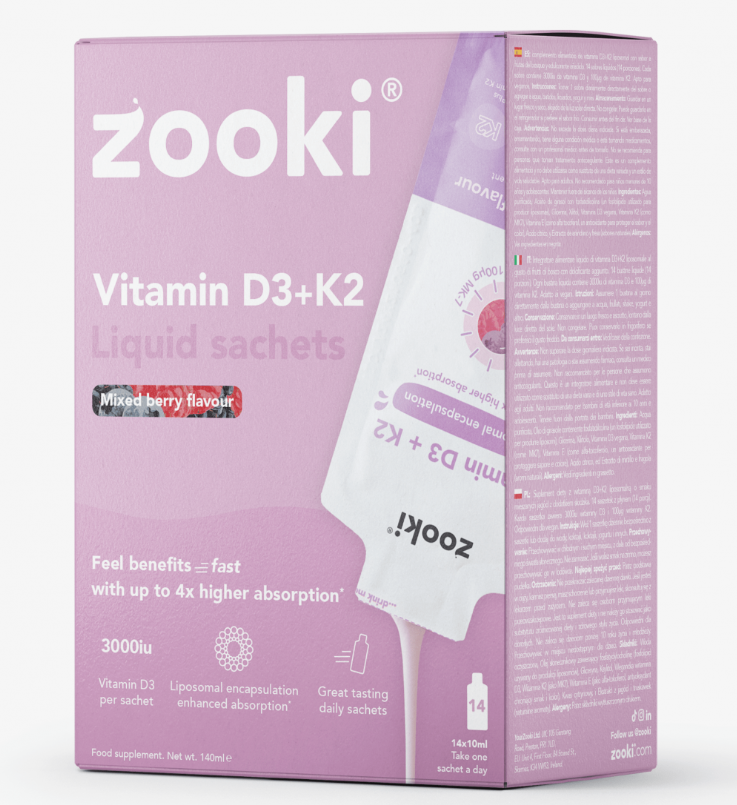 Vitamin D3+K2 Liquid Sachets Mixed Berry Flavour 14x10ml CASE