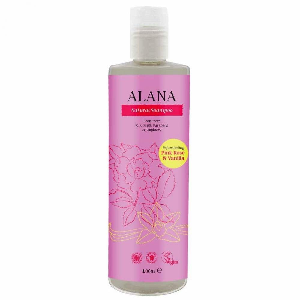 Natural Shampoo Pink Rose & Vanilla 100ml Travel Size